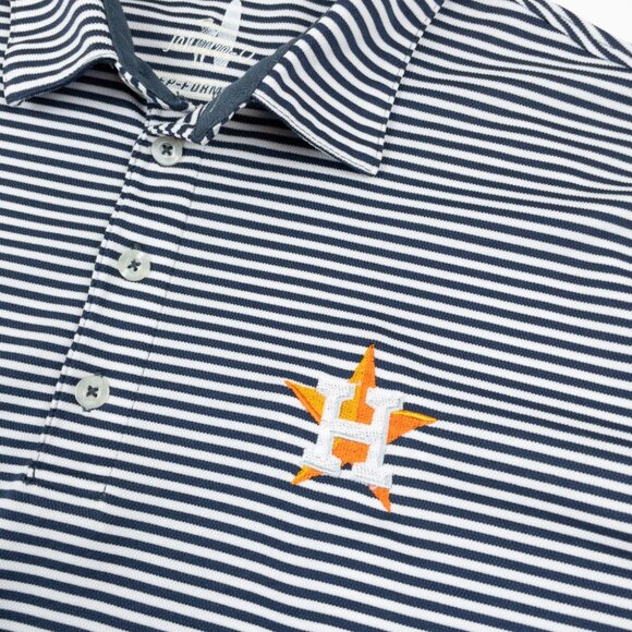 Johnnie-O Houston Astros Polo Shirt Men Medium Striped Prep-Formance Navy Stripe - Picture 5 of 13